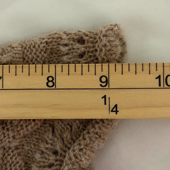 Anthropologie Taupe Brown Boho Cottagecore Knit Short Sleeve Scalloped Sweater L - Picture 10 of 10